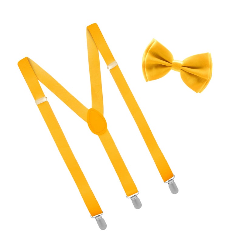 Man of Men Bowtie & Suspender Set - Yellow - Image 1